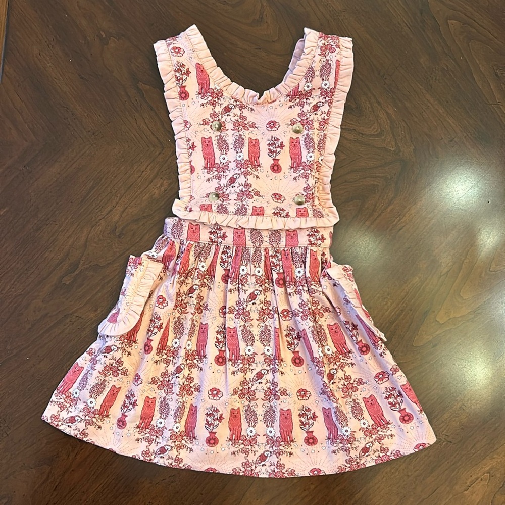 NWOT Kate Quinn Pink Apron Dress Valentines Day Bamboo 18-24 months